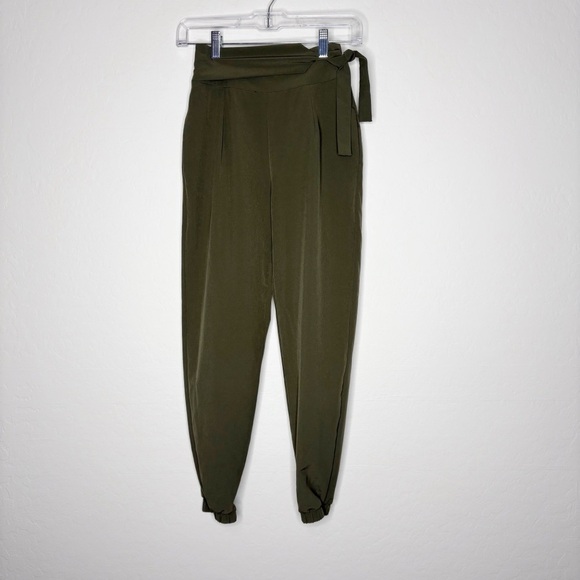 Five Dancewear Side Tie Obi Pants Olive Green YXL High Waist Stretch Joggers - Picture 2 of 9